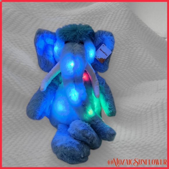 ๐ฌSEE VIDEO๐ฌNWT LED Light Changing Stuffed Plush Adorable Light Blue Elephant - Picture 6 of 9